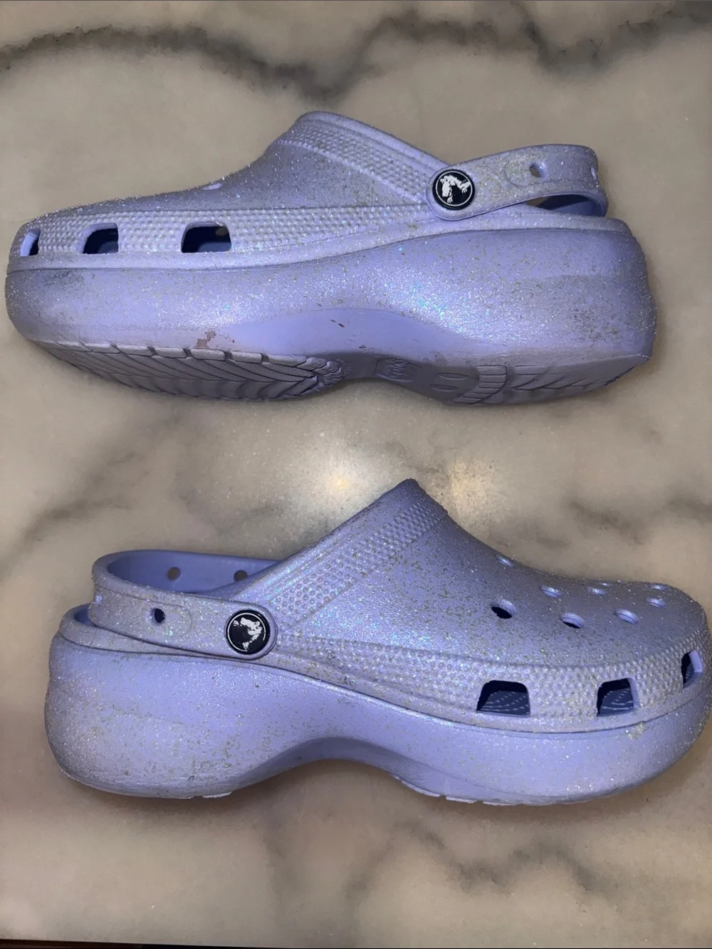 Crocs- lilac/glittery